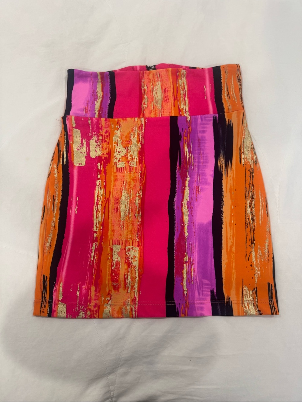 Abstract Stripe Mini Skirt in Pink & Orange